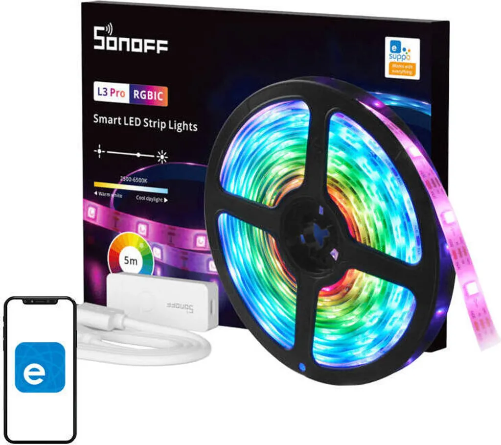Sonoff L3-5M-P Striscia LED 5 Metri Smart | Luci Colorate per Bambini e Casa