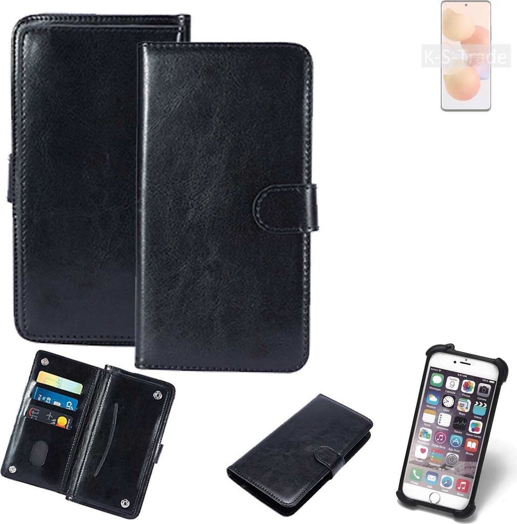 K-S-Trade 360° Hülle kompatibel mit Xiaomi Civi schwarz Kunstleder Case BookCase WalletCase Kunstlederederhülle Handyhülle, Rundumschutz Bumper