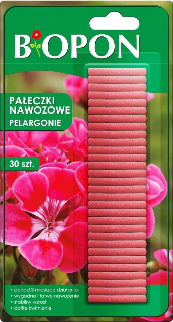 Tyčinky na hnojenie muškátov BIOPON 30ks. Obrázok produktu 
