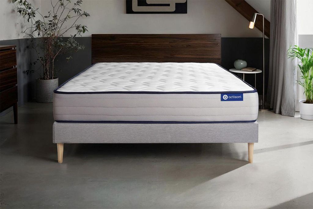 Actiflex form matratze 135x190cm + Bettgestell mit lattenrost - Dicke : 22cm - Latex und Memory-Schaum - H4