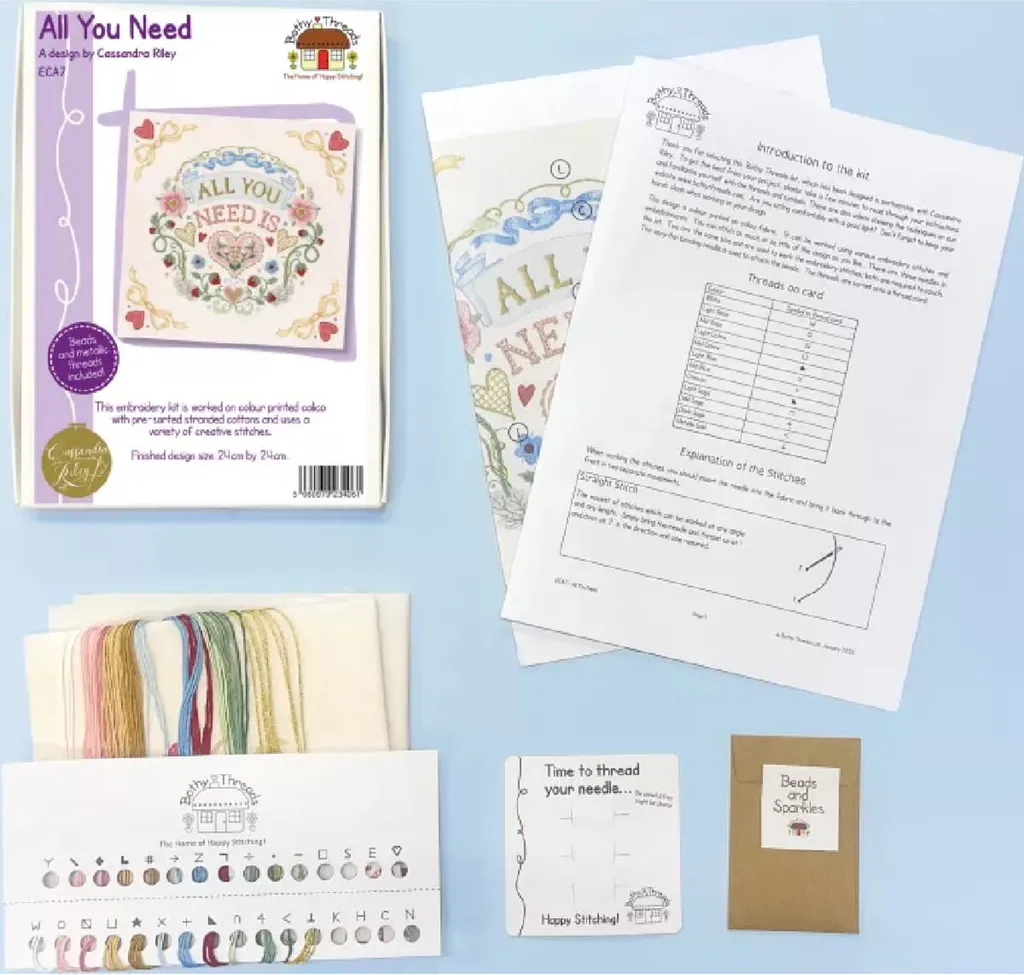 Kit Broderie Main Bothy Threads Motif Imprimé 24cm avec Fils et Aiguille - 3
