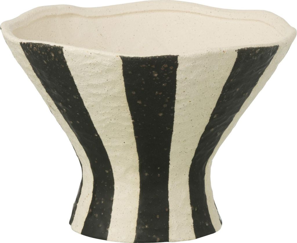 J-Line Vase Gestreift Steingut Gebrochenes Weiß/Schwarz Small