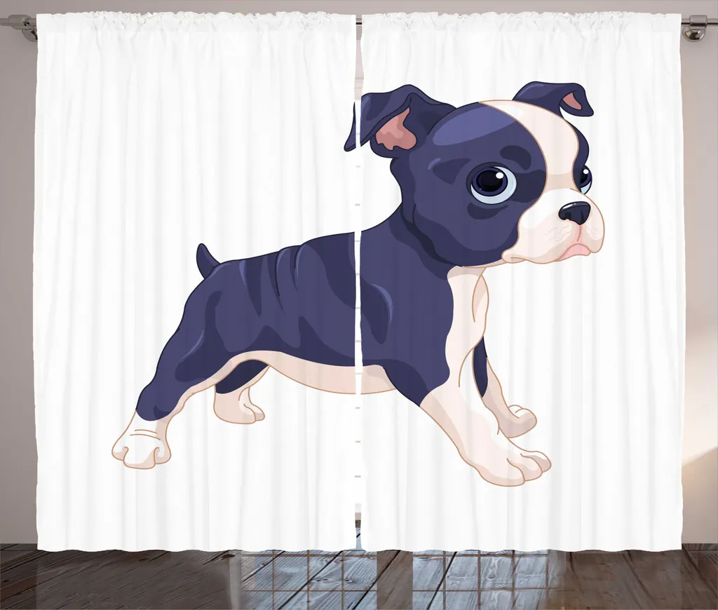 Rideau de Chambre Boston Terrier 280x225 cm - Idée Déco Chien Rigolo