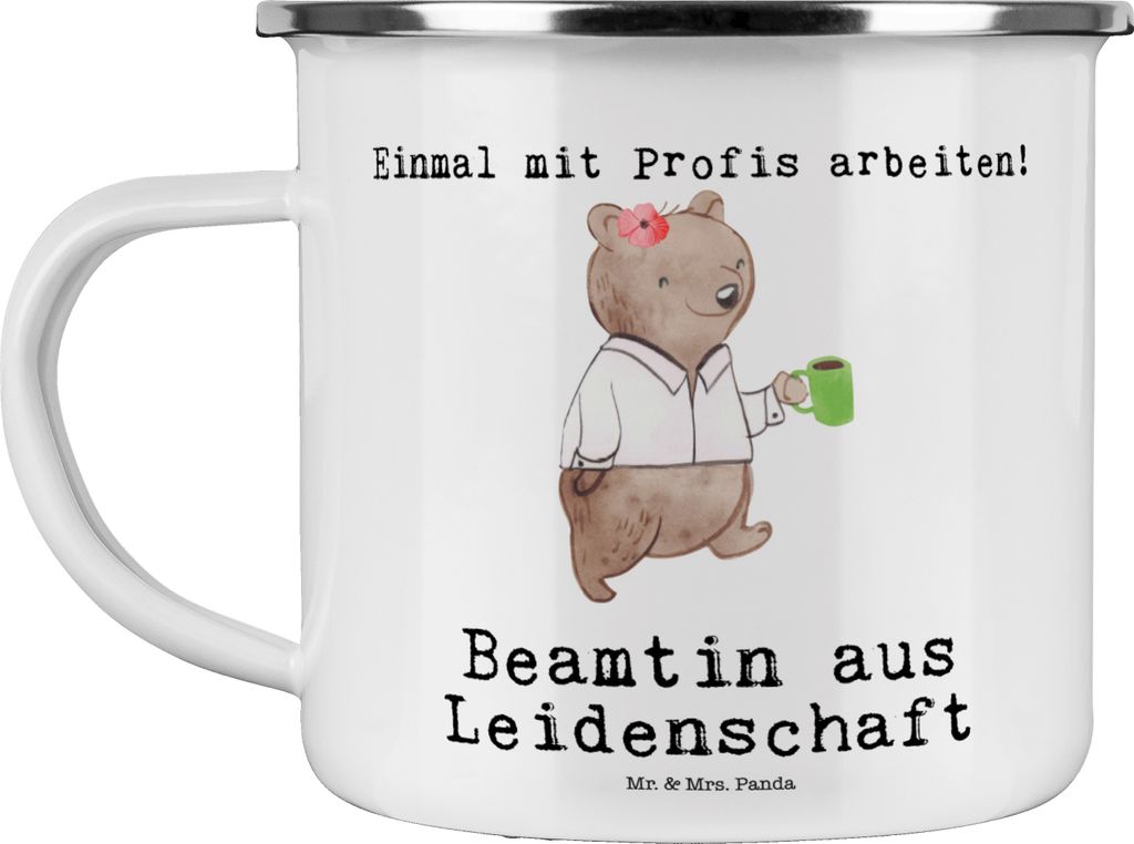 Mr. & Mrs. Panda Teebecher Beamtin Leidenschaft - Weiß - Geschenk, Studium, Öffentlicher Dienst, Beamte, becher emaille, Pott, Haferl, Tasse, Tee...
