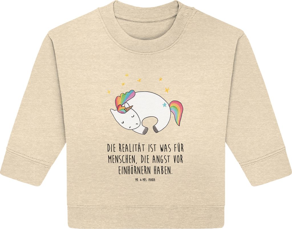 Mr. & Mrs. Panda Organic Baby Pullover Einhorn Nacht 12. - 18. Monat - Natural Raw - Geschenk, Unicorn, Bullover, Einhörner, Freundin, Träume, Me...