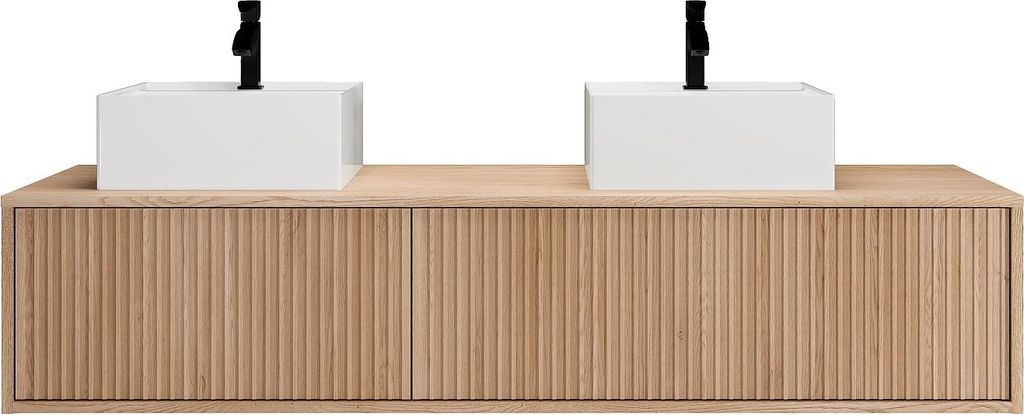 Aufgehängter gestreifter Badezimmerschrank mit Produktbild 