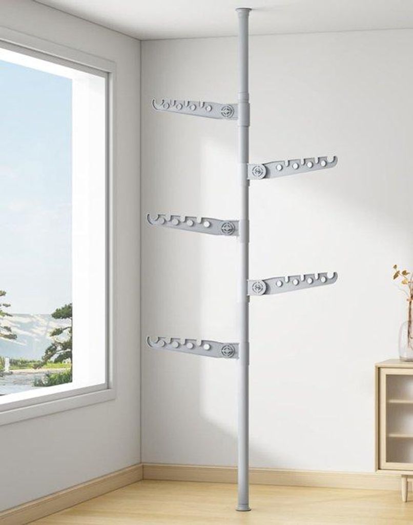 Telescopische kledingrek, 5-laags, voor thuis, balkon, kantoor, 110-310 cm