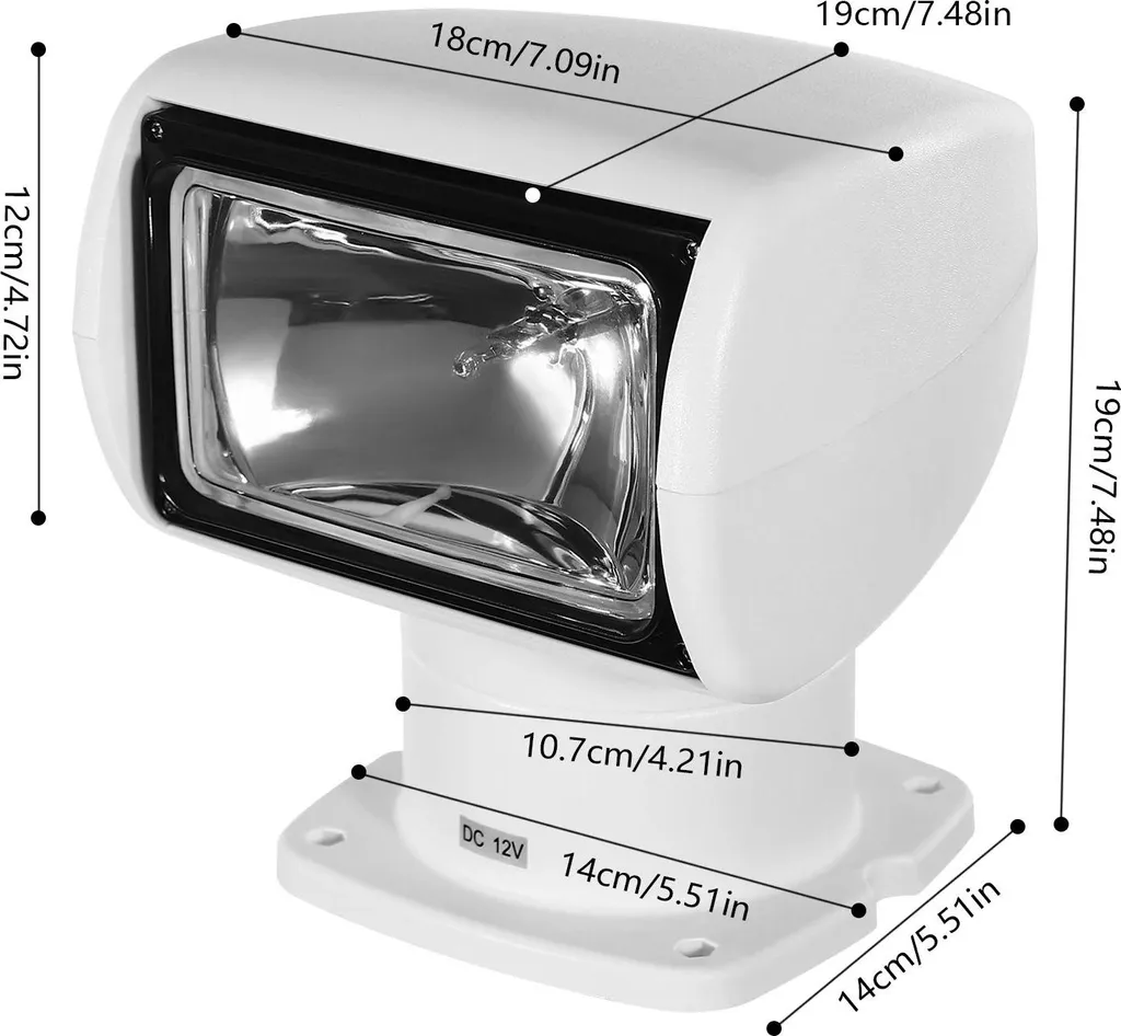 Projecteur de bateau télécommandé orientable 12V pour recherche marine - 2