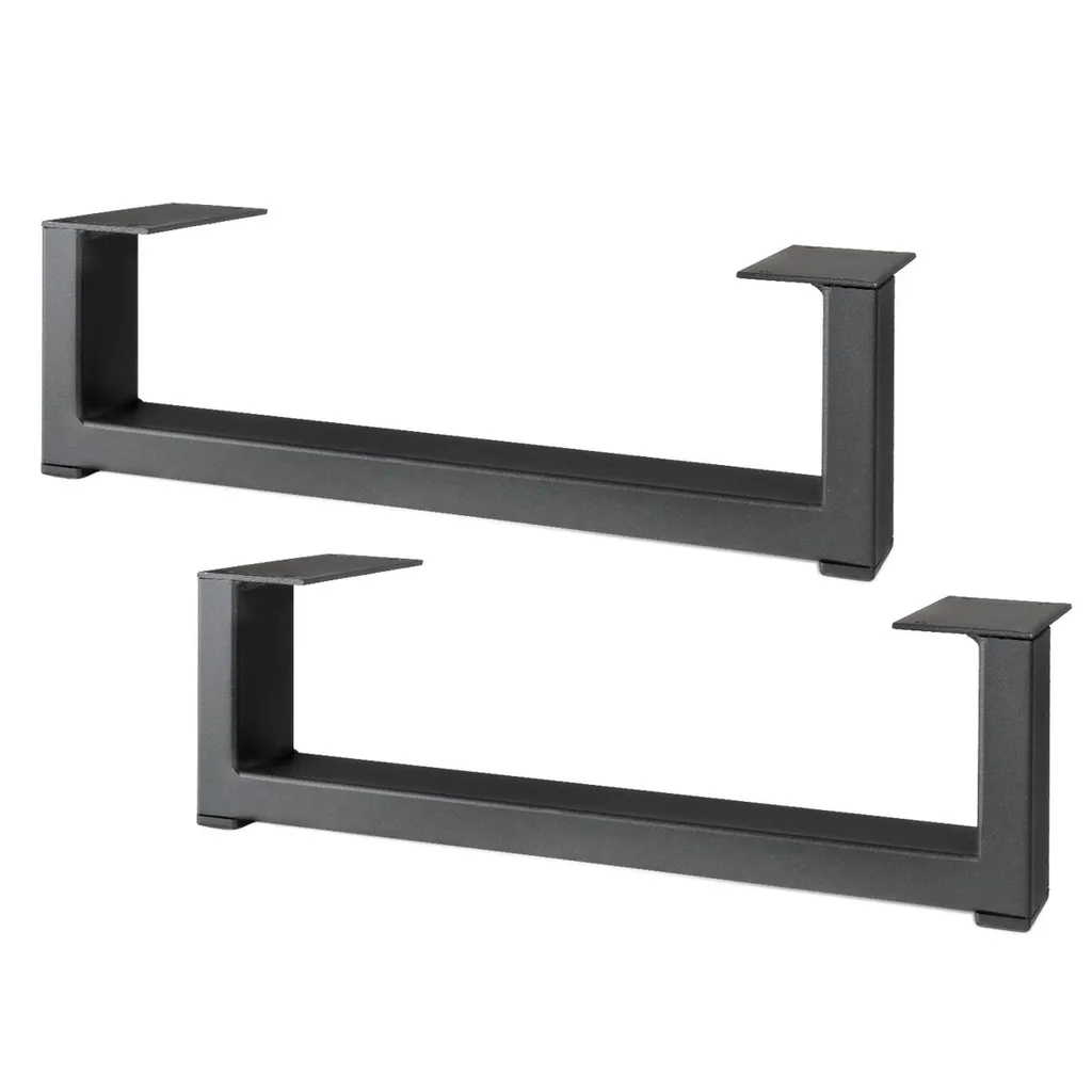 Pied de table métallique 35 cm noir en acier thermolaqué - Lot de 2