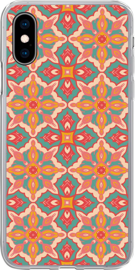 MuchoWow Handyhülle Schutzhülle Hülle für Telefoonhoesje iPhone X Muster - Hippie - Orange Silikon Softcase Handy Hülle - Handyhülle