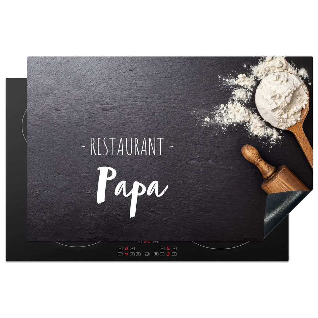 KitchenYeah Herdabdeckplatte Restaurant Papa - Sprichwörter - Vater - Kochen , 80x52cm, Küche Deko, Glaskeramikkochfeld Herdabdeckung, Abdeckpl...