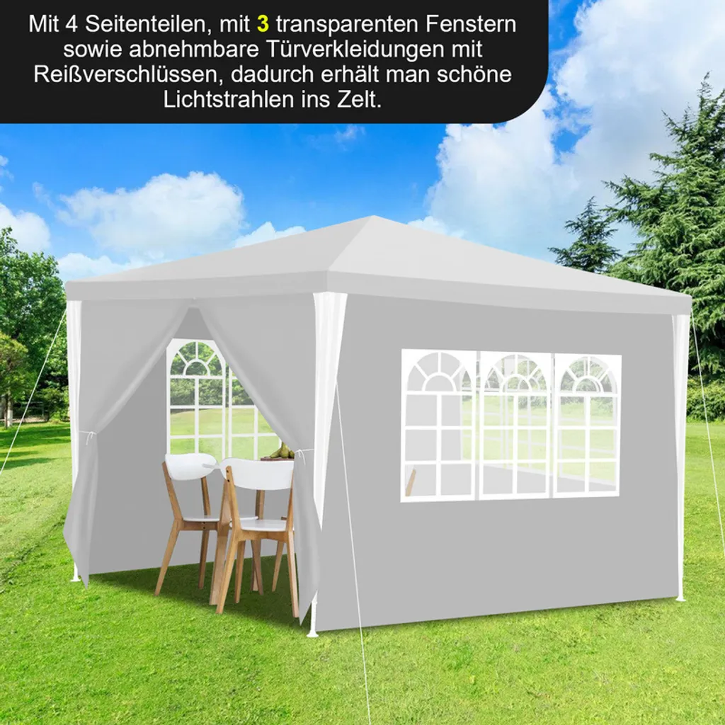 Gazebo 3x3 Bianco Hengda Impermeabile - Ideale per Fiere e Mercati - 7