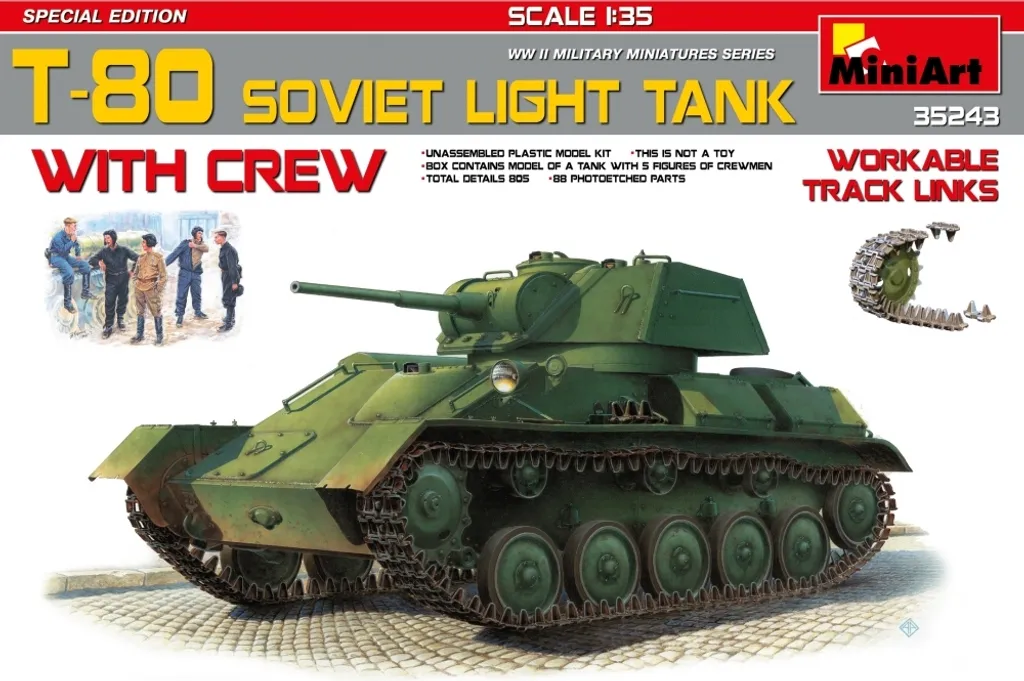 MiniArt 1:35 Soviet T-80 Tank léger - Kit de Modélisme Militaire 35116