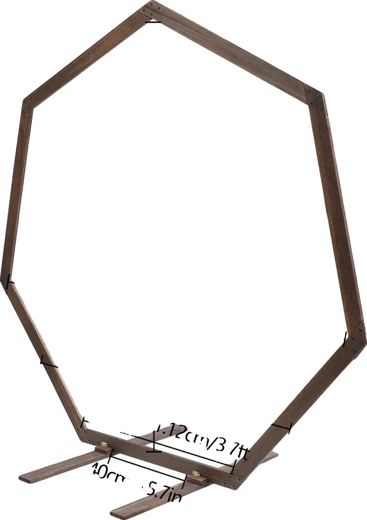 Arche de cérémonie heptagonale en bois massif, décor de fête rustique