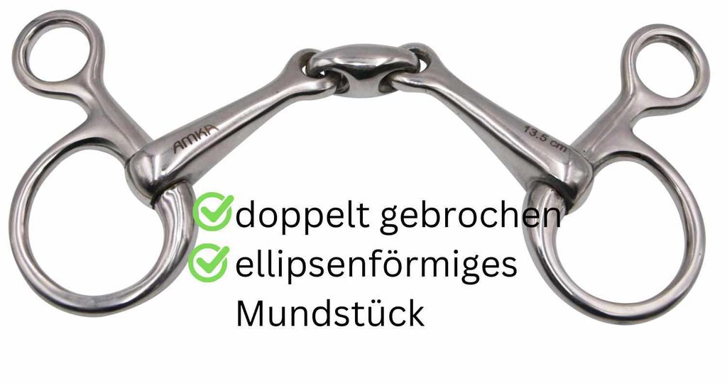 AMKA Bauchertrense Baucher Gebiss doppelt gebrochen massiv Edelstahl, Größe:125mm