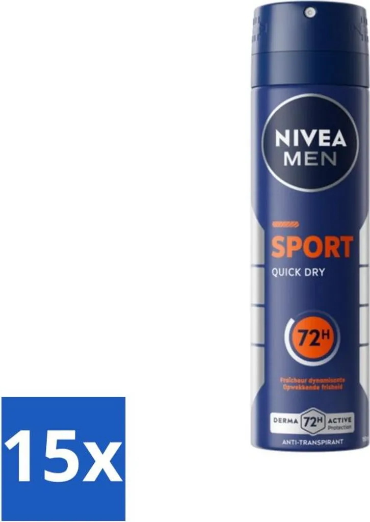 NIVEA Men Deodorante Spray Sport 150 ml - Offerta 15 Pezzi Risparmio