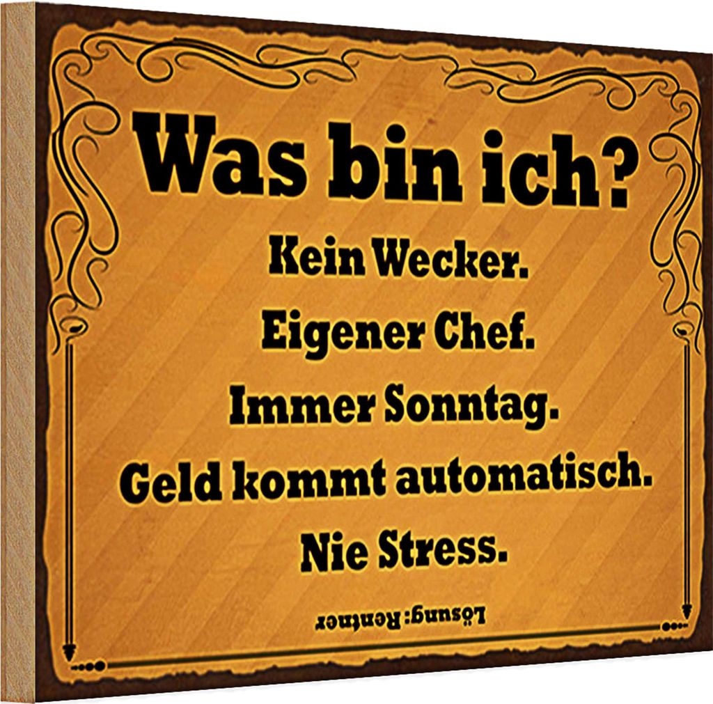 Holzschild Spruch 30x20cm was bin ich kein Wecker