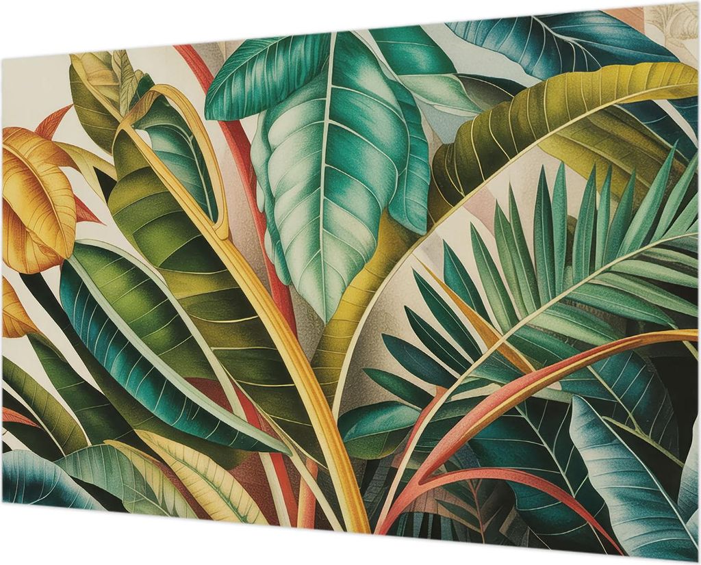 Wandtapete - Dekorative Tapete für Wohnzimmer - Tapetenfolie für Wanddekoration - 152x104 cm - Exotische Blätter