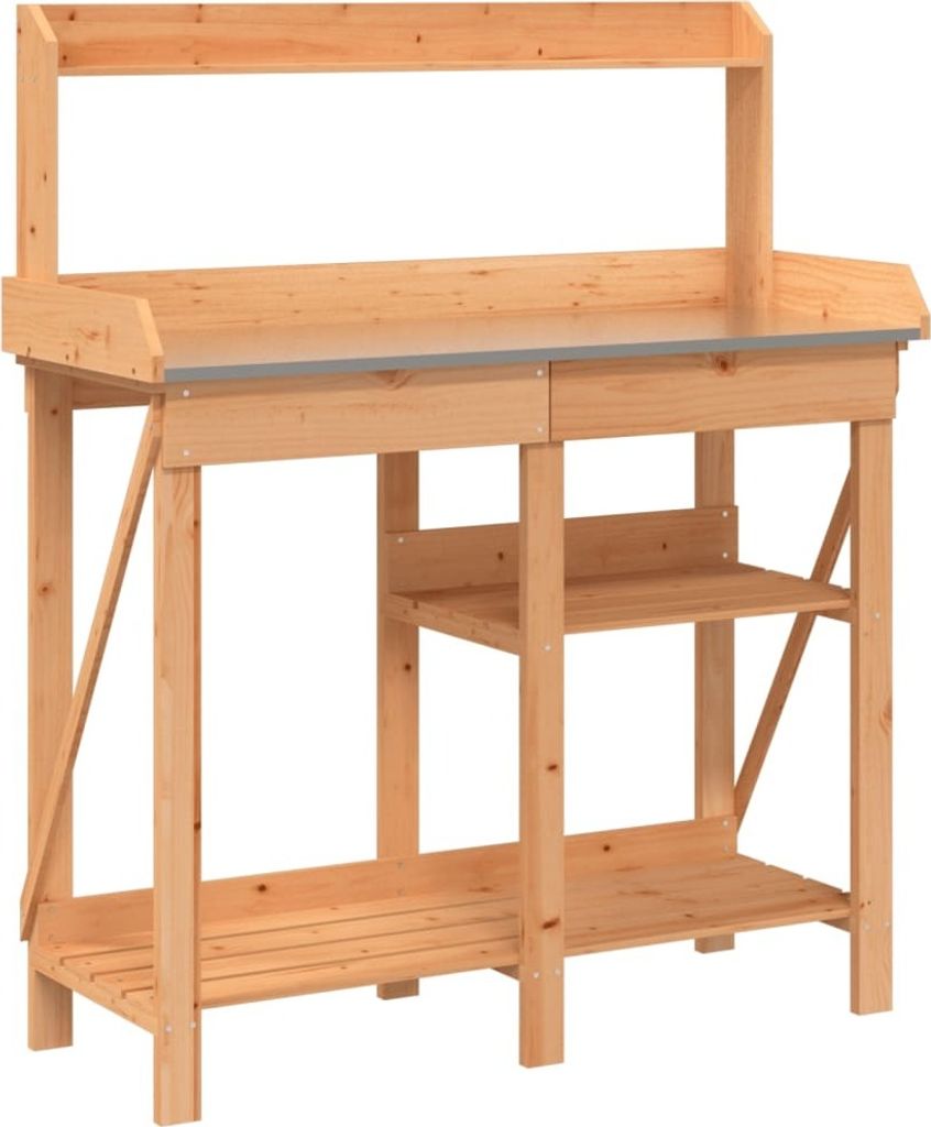 Pflanztisch mit Ablagen Braun Massivholz Tanne