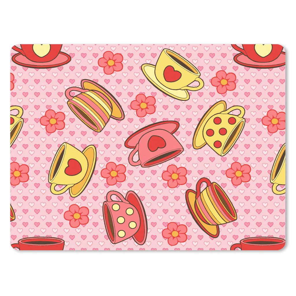 MuchoWow Mauspad Mousepad Tee - Valentinsgeschenk Dame - Muster 40x30 cm - Mousepads - Maus Mat - Pad - Mausunterlage - Anti Rutsch