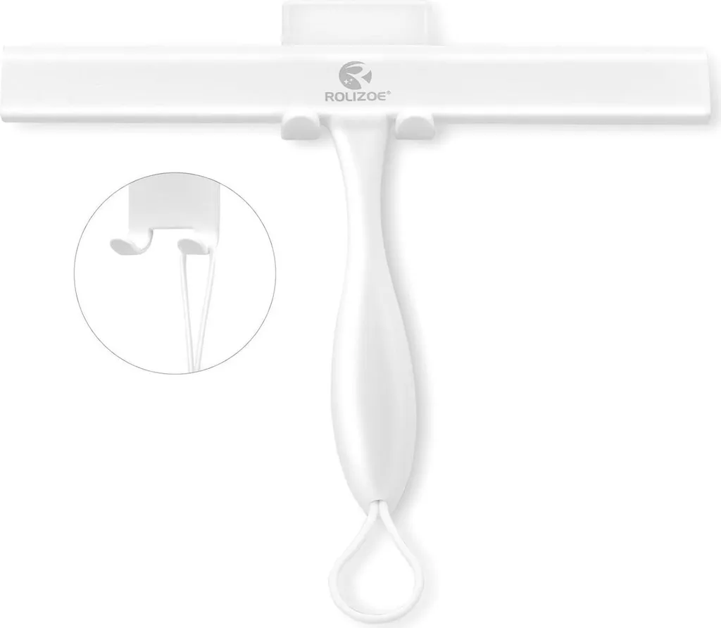 Raclette de douche en silicone avec support mural adhésif - 27,9 cm