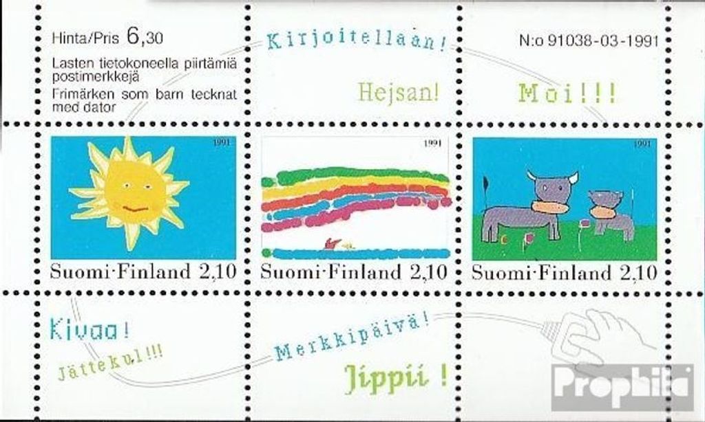 Briefmarken Finnland 1991 Mi Block7 (kompl.Ausg.) gestempelt Kinderzeichnungen