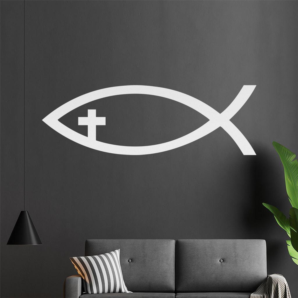 KIWISTAR Jesus Fisch - Christentum Nazareth Kreuzigung Kirche Himmel Wandtattoo in 6 Größen - Wandaufkleber Wall Sticker - Dekoration, Küche, Wo...