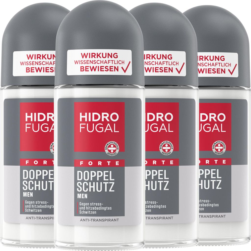 HIDROFUGAL Deo Roll-On MEN DOPPEL SCHUTZ 2-fach Anti-Transpirant-Schutz 4 x 50ml