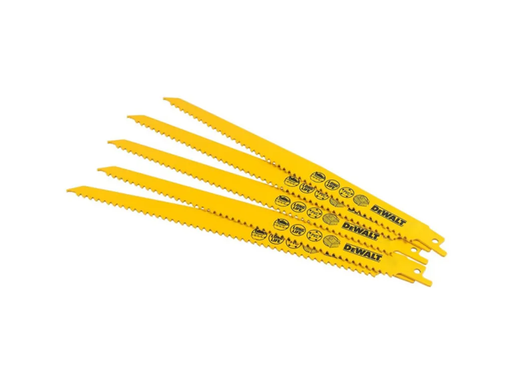 Lame scie sabre DEWALT bois 228mm HCS - Denture agressive haute résistance