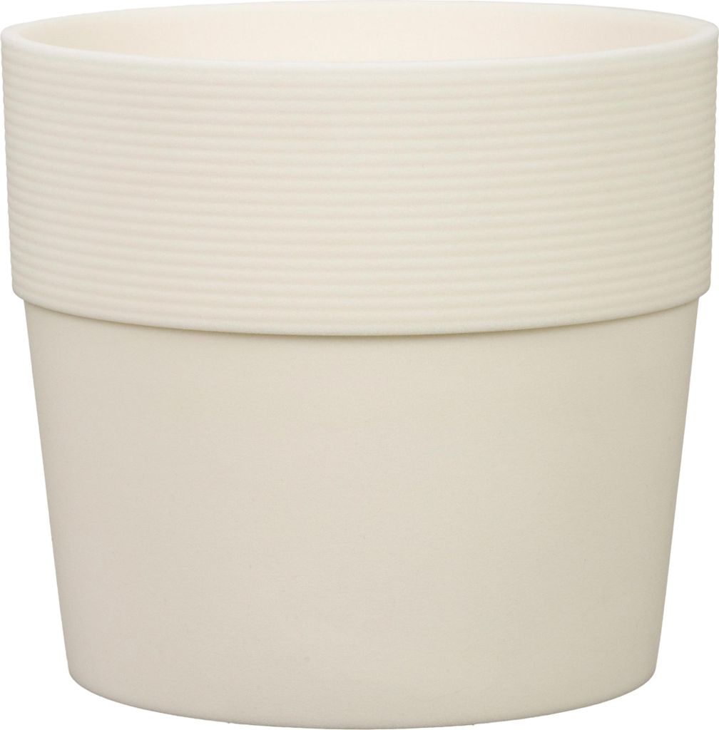 Scheurich Groove 30, Blumentopf/Pflanzkübel, rund, aus Kunststoff Farbe: Avorio, 28 cm Durchmesser, 26 cm hoch, 10 l Vol.