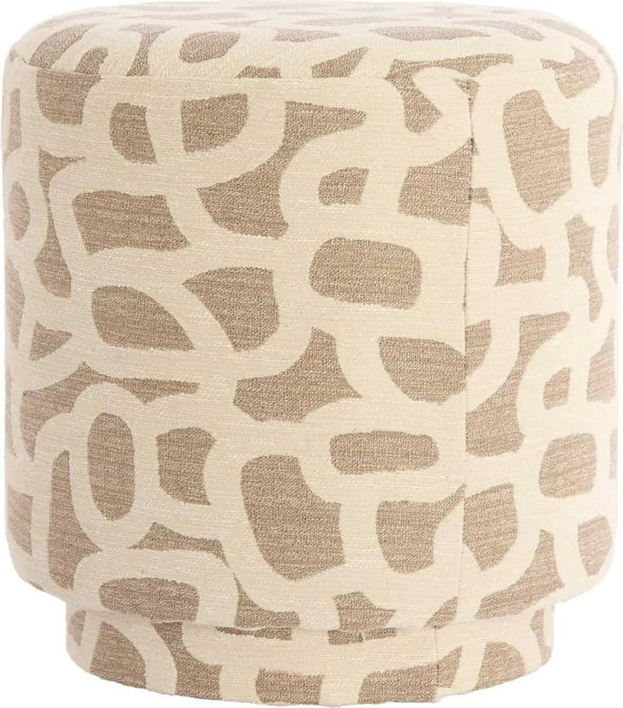 Pouf rotondo in tessuto tortora/beige Ø40x44 cm - Light & Immagine del prodotto 