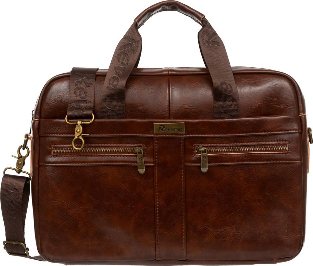 Borsa per laptop in pelle rovesciata 15,6 marrone Immagine del prodotto 