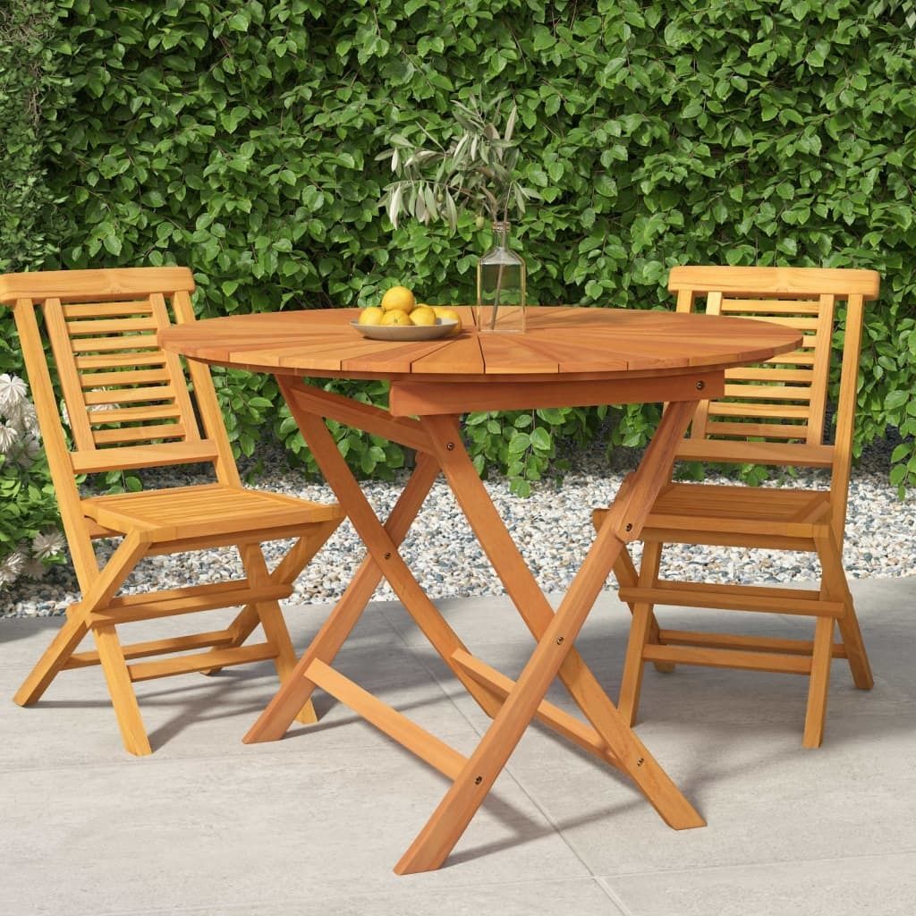 The Living Store Gartentisch Klappbar Ø 85x75 cm Massivholz Teak
