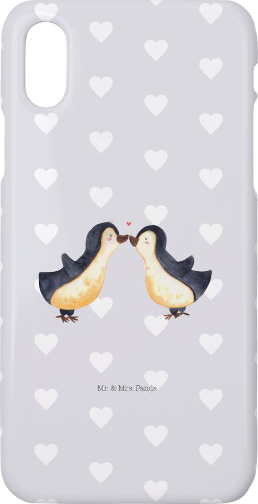 Mr. & Mrs. Panda Iphone 10 Handyhülle Pinguin Liebe - Grau Pastell - Geschenk, Hochzeit, Handy Case, Pinguine, Freundin, X, Vertraut, glücklich, ...
