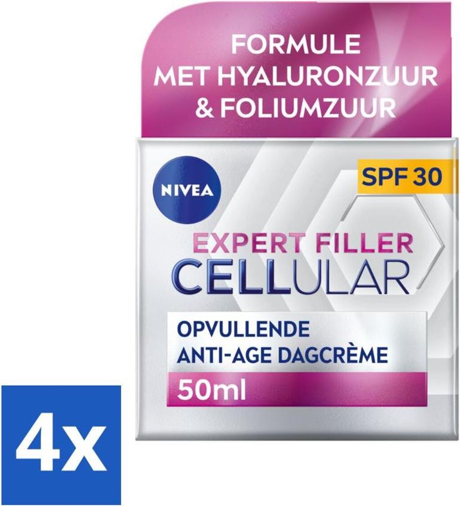 NIVEA – CELLular Expert Filler Tagescreme – Anti-Aging Gesichtscreme – LSF 30 – Mit Hyaluronsäure, Kreatin & Folsäure – 50 ml - Vorteil...