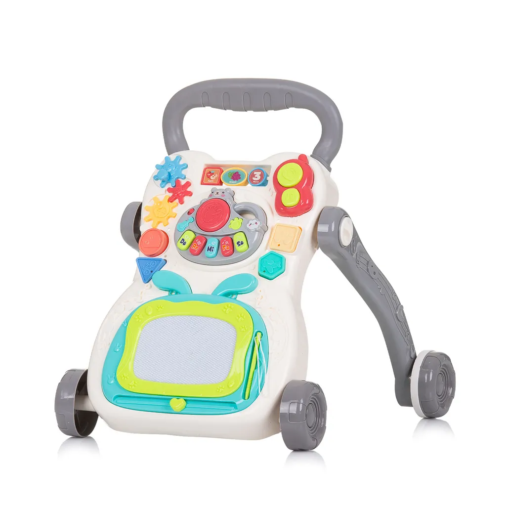 Trotteur d'activité bébé Funny Game Gris avec table de dessin intégrée