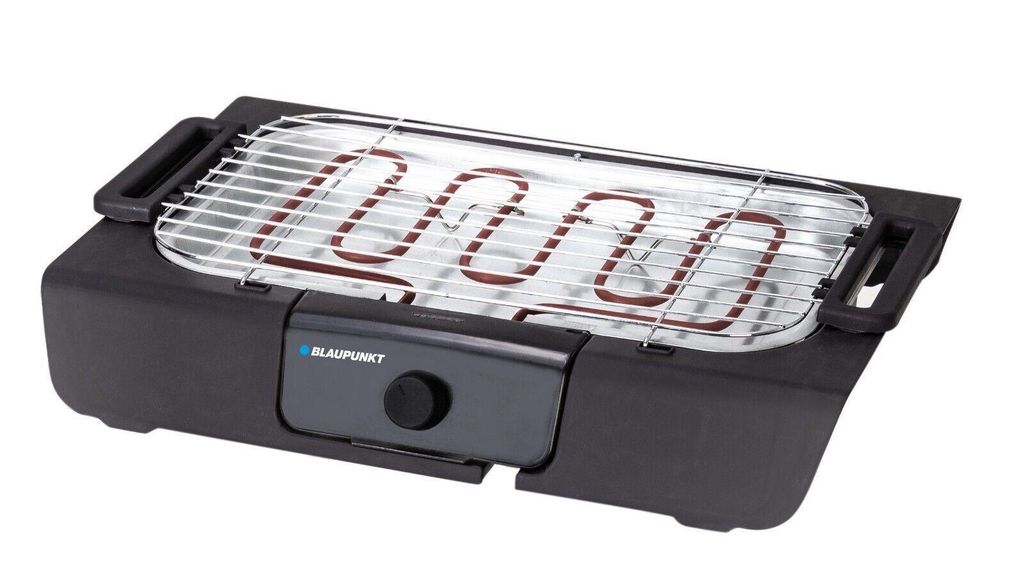 Blaupunkt MEN832 Elektrogrill Tischgrill elektrisch 2000W, Elektro Grill Balkon Antihaftbeschichtet 37,5 x 28 cm
