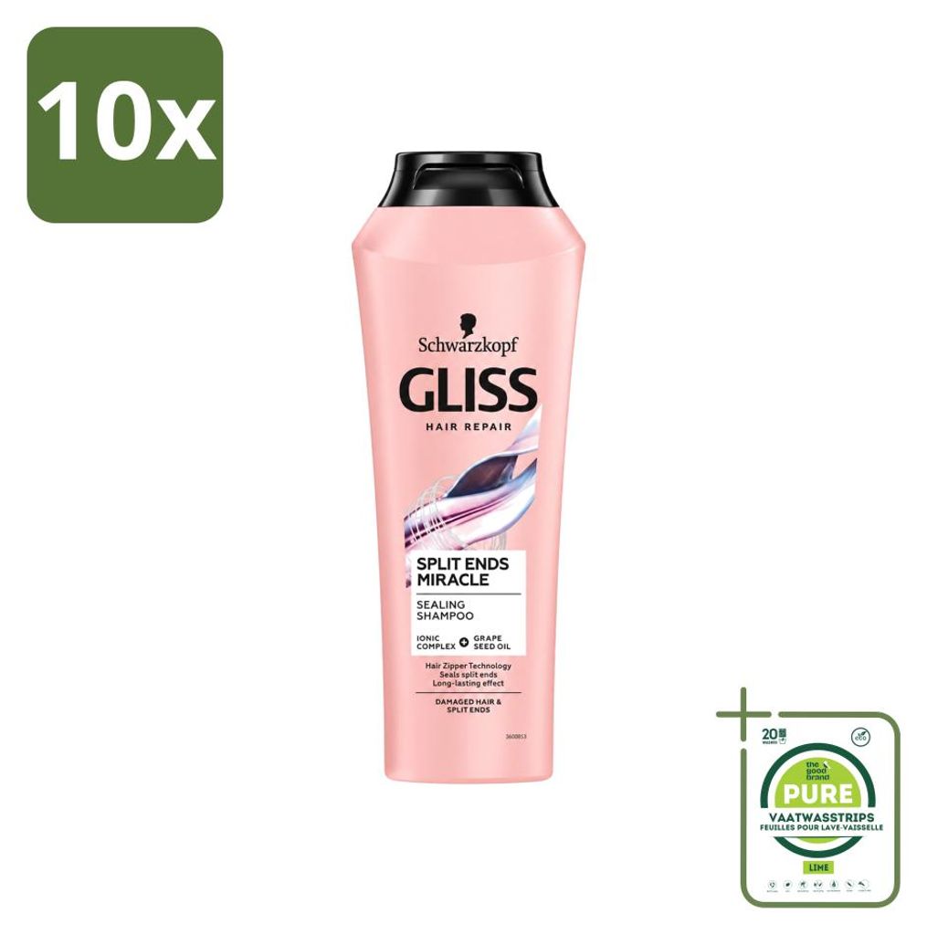10 x Schwarzkopf Gliss Shampoo voor beschadigd haar, "Split Productafbeelding 