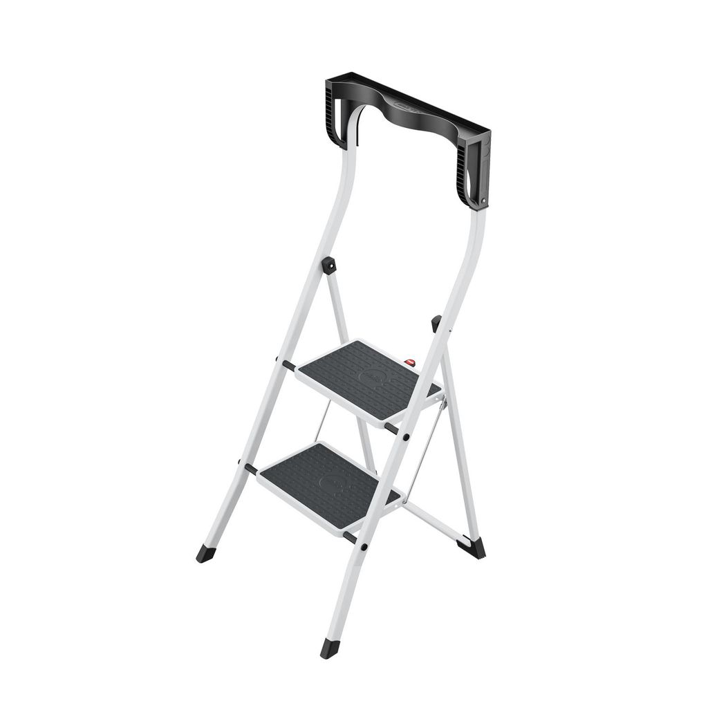 Hailo K75 ComfortLine Klapptritt - 2-stufige Trittleiter aus Stahl mit Sicherheitsbügel und Ablageschale - Arbeitshöhe bis 2,47 m - Gewicht: 5 kg...