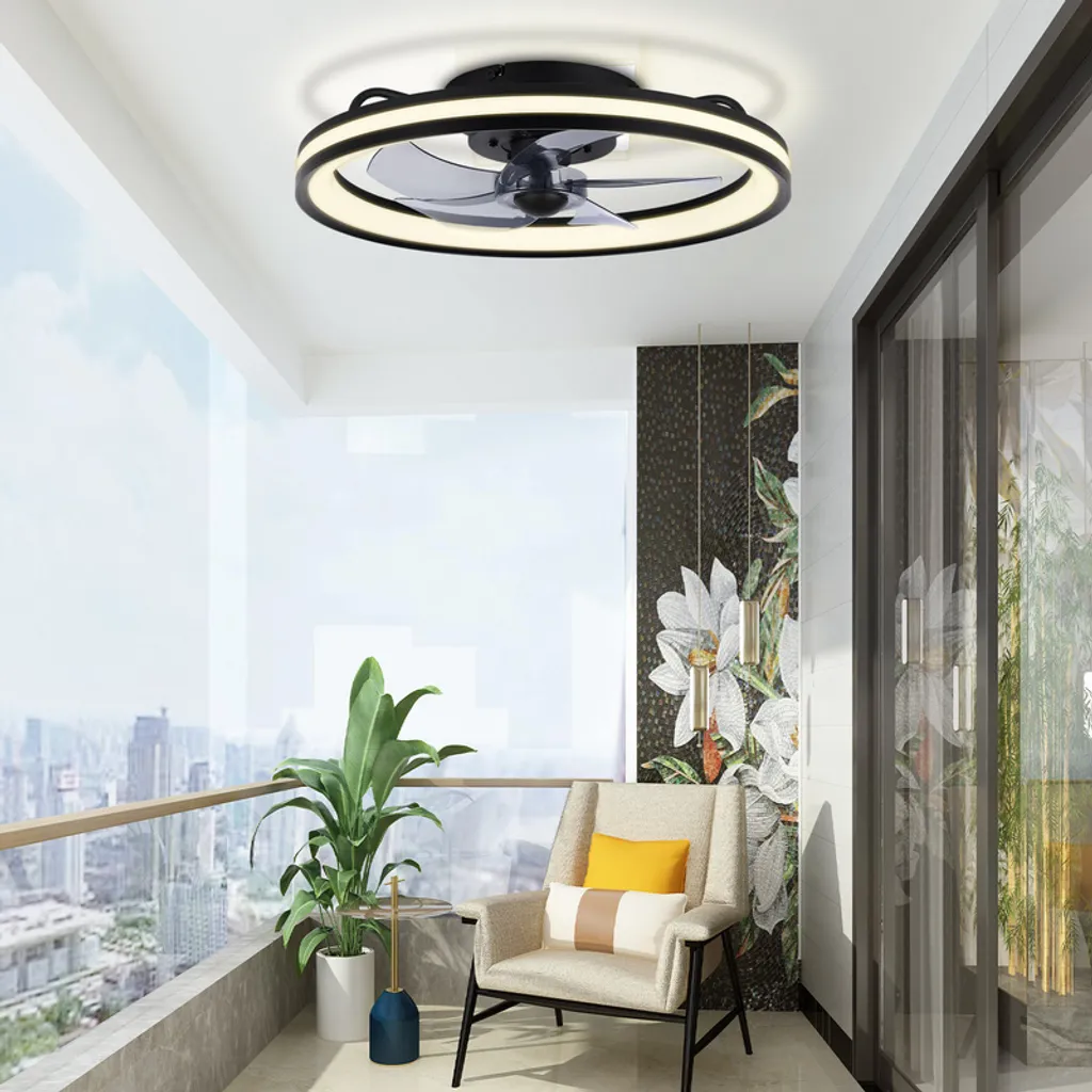 Ventilatore Soffitto Moderno Jayseuw 48cm con Luce LED e Design Slim - 7