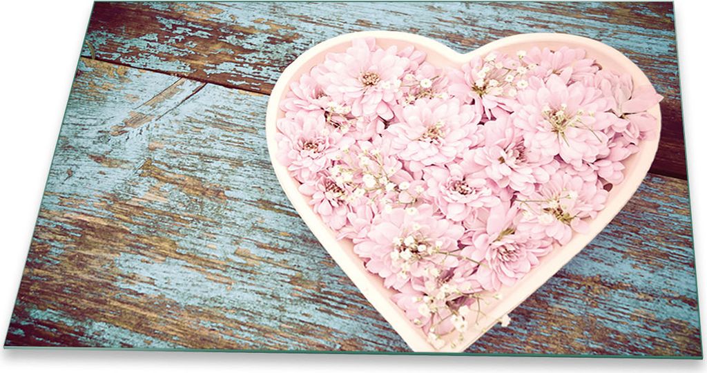 Herdabdeckplatte Glaskeramikkochfeld-Abdeckung Spritzschutz Glas Universal 80x52 Herz Pink