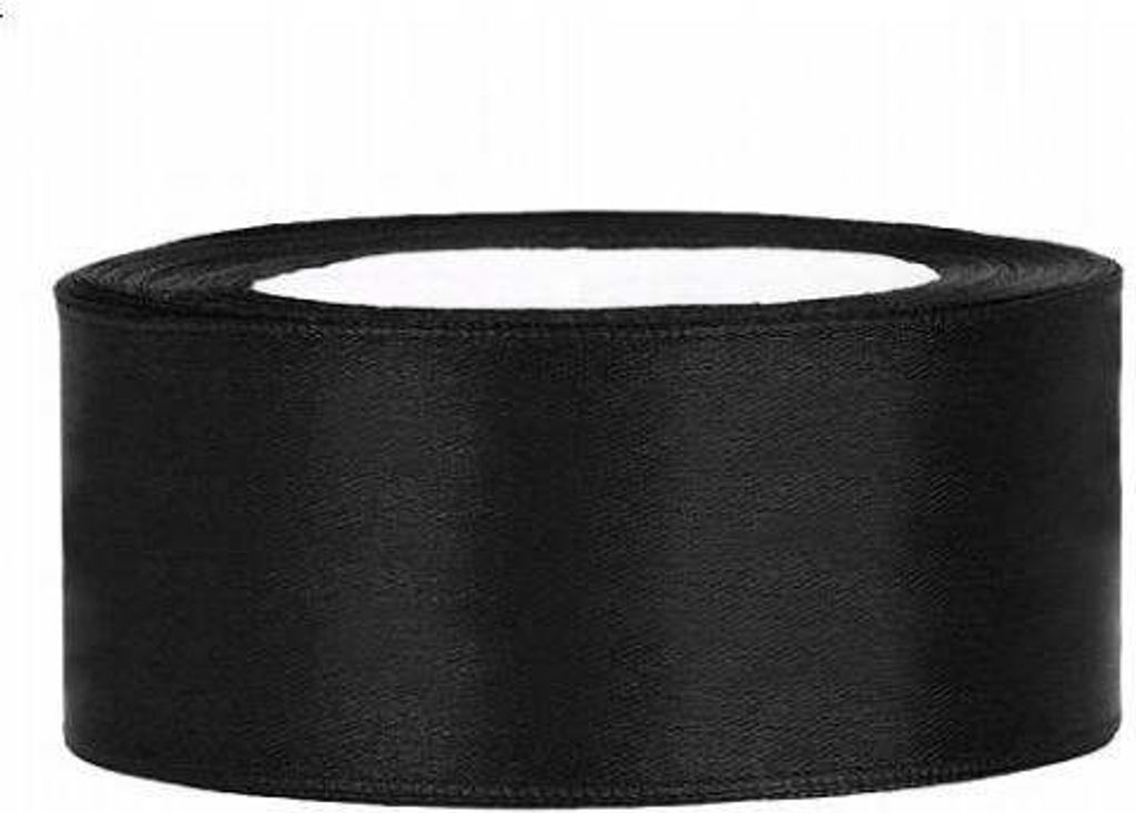 SCHWARZES Satinband Dekoratives Ornamentband 25mm 25m