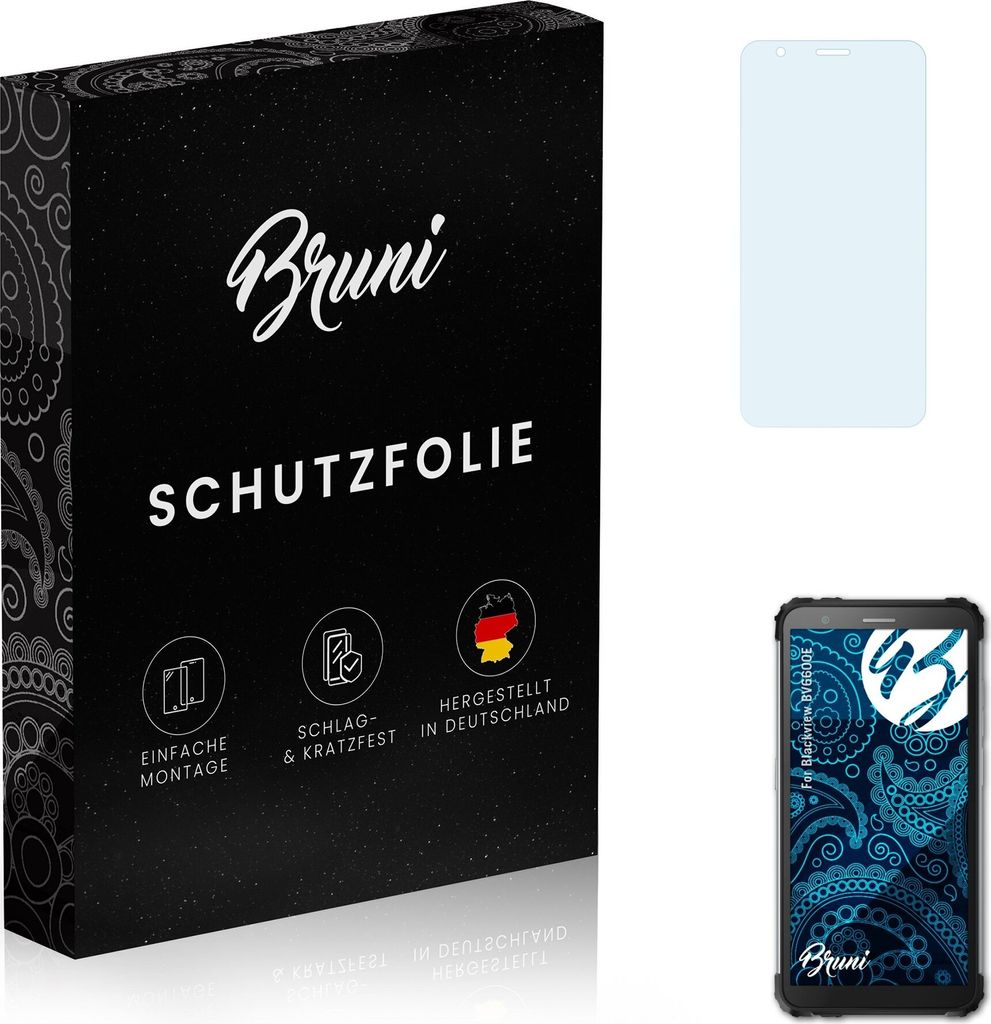 Bruni Basics-Clear 2x Schutzfolie kompatibel mit Blackview BV6600E Folie