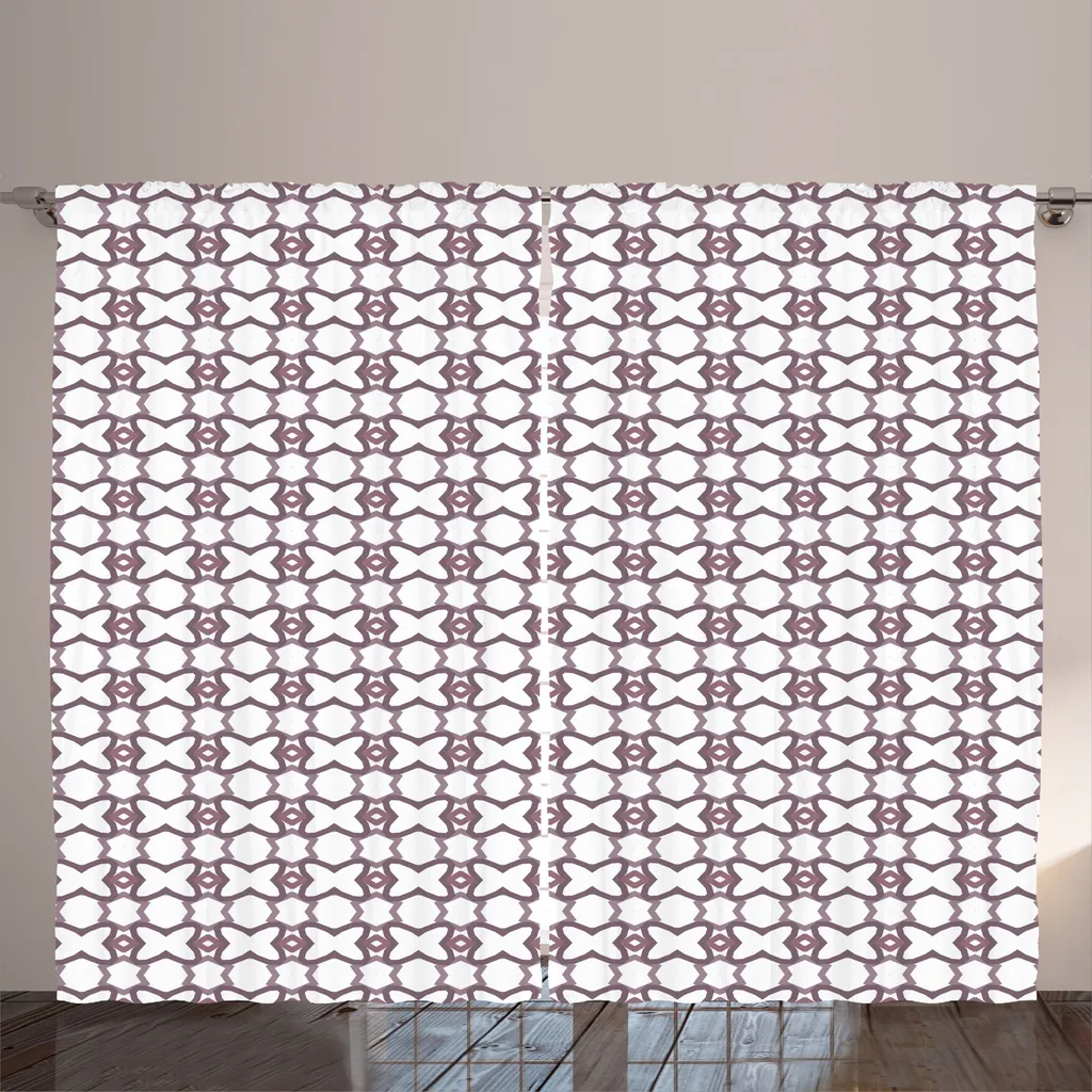 Rideau violet rustique 280x225 cm avec crochets et boucles inclus