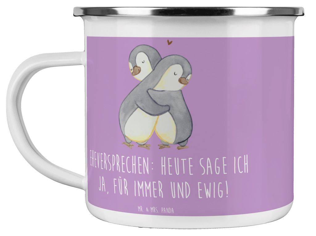Mr. & Mrs. Panda Teetasse Eheversprechen für immer - Lavendeltraum - Geschenk, becher emaille, Geschenke, Tasse, Heiraten, Hochzeit, unvergesslich...