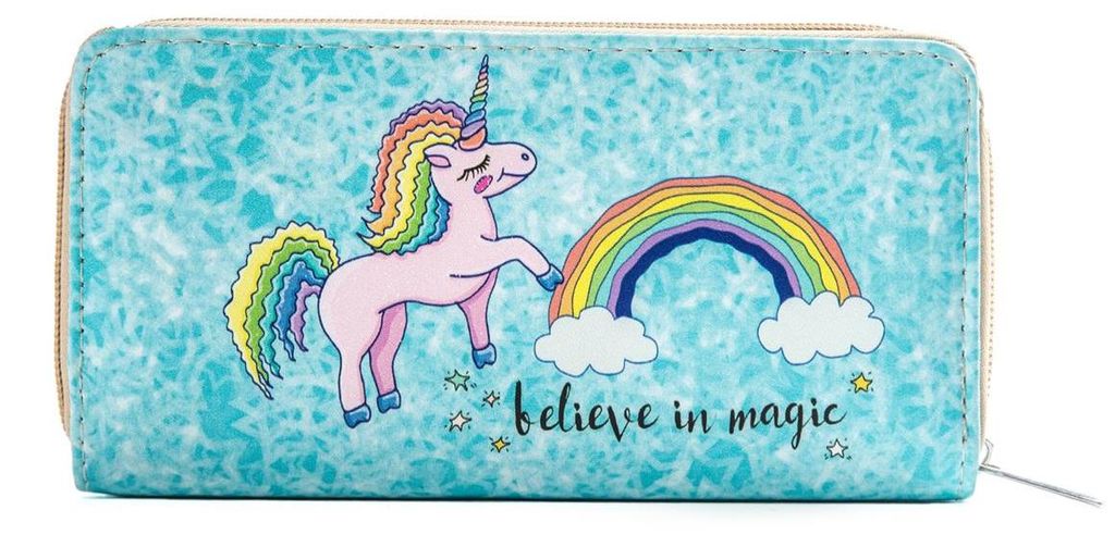 DonDon Damen Mädchen Geldbörse Geldbeutel - Einhorn Believe in Magic