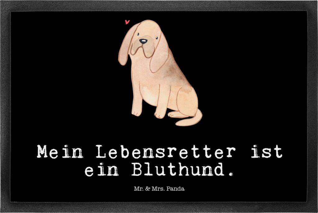 Mr. & Mrs. Panda Vorleger Bloodhound Lebensretter 50 x 75 cm - Schwarz - Geschenk, Schmutzfangmatte, Schmutzmatte, fußmatte, Gummi-Fußmatte, Blut...