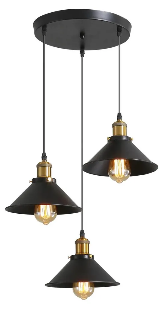 Plafonnier suspension moderne noire culot E27 ajustable pour salon loft