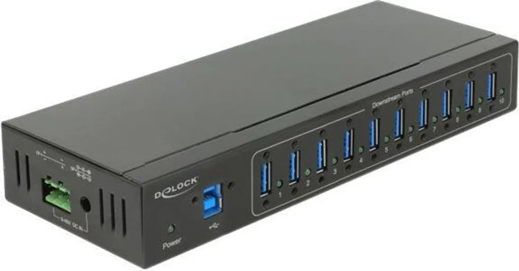 Concentrateur USB 3.0 Industriel 10 Ports Hub Métal Delock Protection 20kV