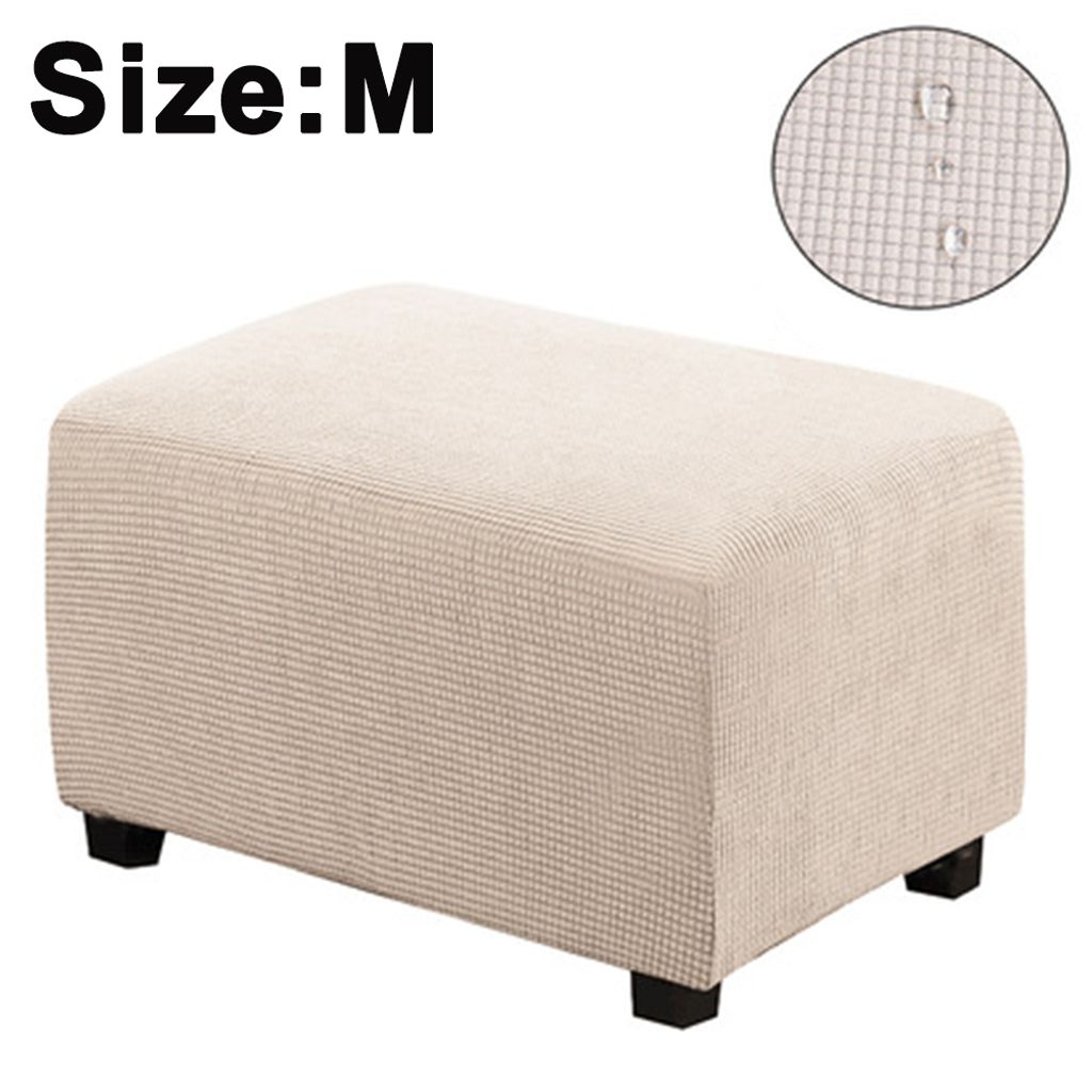 Easy-Going Stretch Ottoman Cover Folding Storage Hocker Möbelschutz Weicher rechteckiger Schonbezug mit elastischer Unterseite,Hellbeige,M